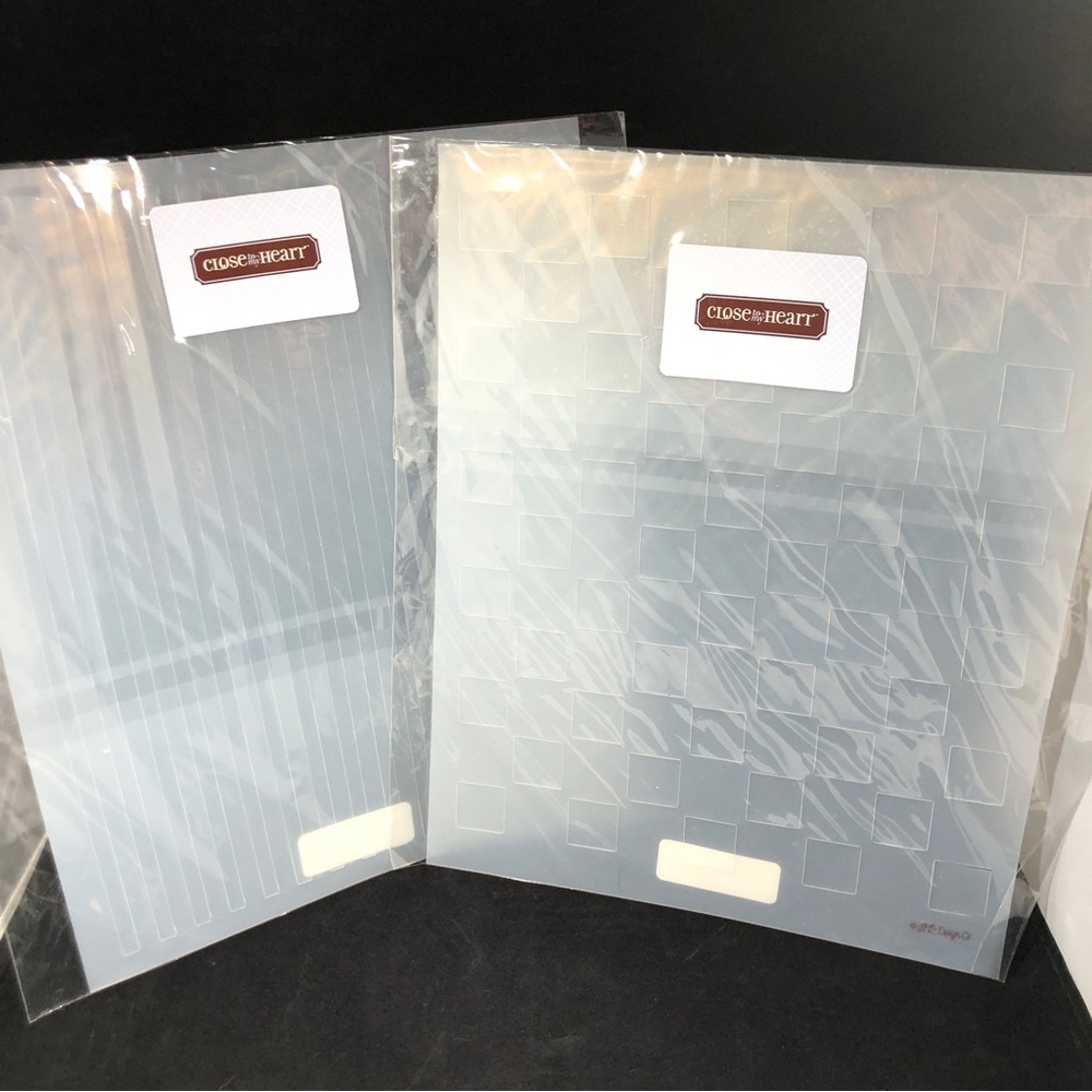 2 - CLOSE TO MY HEART PLASTIC PAGE TEMPLATES - LARGE SQUARES and SMALL STRIPES